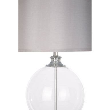 Orsina Edna Small Glass Table Lamp with Silver Silk Shade