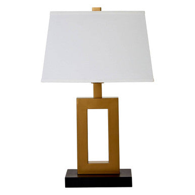 Orsina Leora Table Lamp – White Fabric Shade with Gold Finish Frame