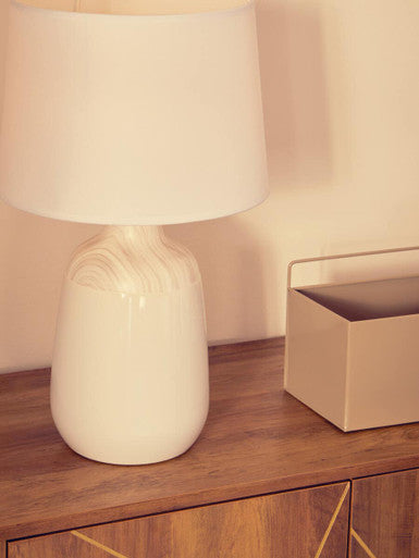 Orsina Wenita White Ceramic Table Lamp – Modern Bedside Lighting