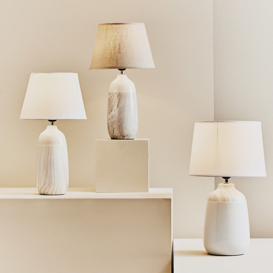 Orsina Welma Beige Ceramic Table Lamp – Modern Bedside & Living Room Light