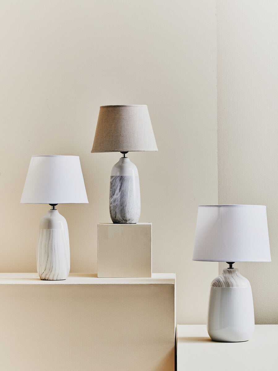Orsina Welma Beige Ceramic Table Lamp – Modern Bedside & Living Room Light