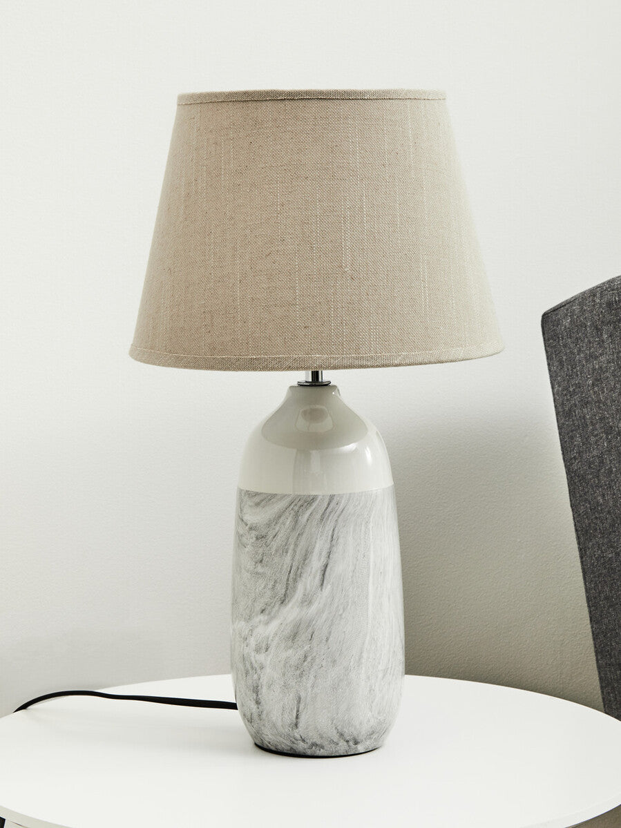 Orsina Welma Beige Ceramic Table Lamp – Modern Bedside & Living Room Light