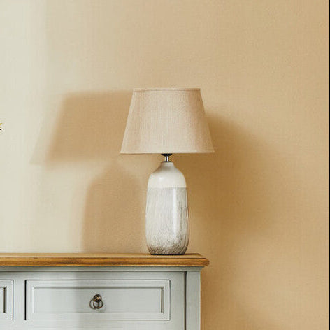 Orsina Welma Beige Ceramic Table Lamp – Modern Bedside & Living Room Light