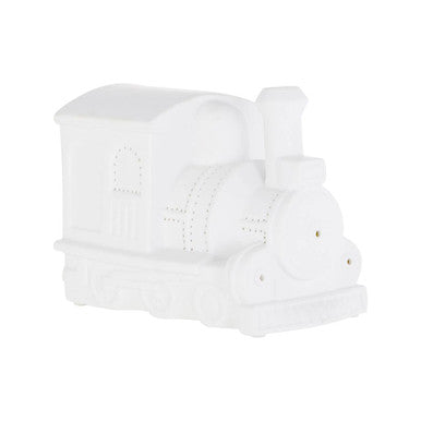 Orsina Ola Kids Train Ceramic Night Light – White Nursery Lamp