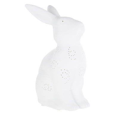 Orsina Rabbit Ceramic Night Light – White Bunny Lamp for Kids Nursery