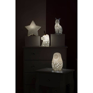 Orsina Rabbit Ceramic Night Light – White Bunny Lamp for Kids Nursery