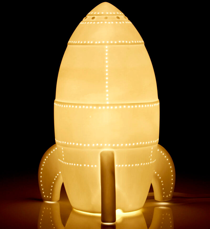 Orsina Ola Kids Rocket Ceramic Night Light | White Space Nursery Lamp