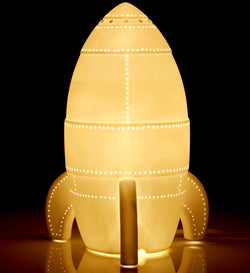 Orsina Ola Kids Rocket Ceramic Night Light | White Space Nursery Lamp