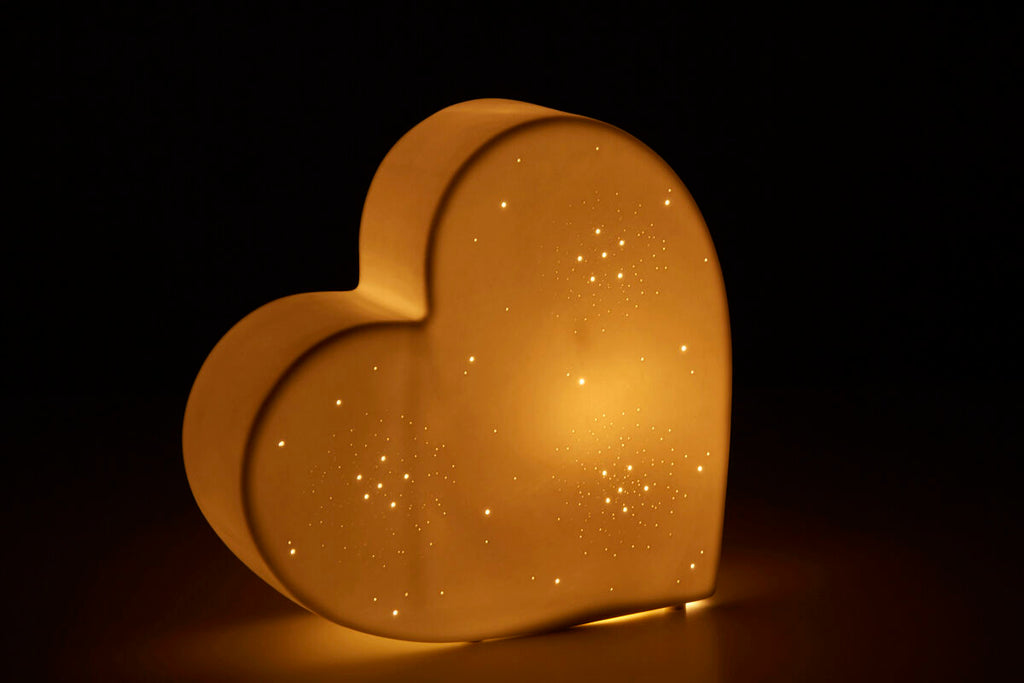 Orsina Ola Kids Heart Ceramic Night Light – Soothing Nursery Lamp