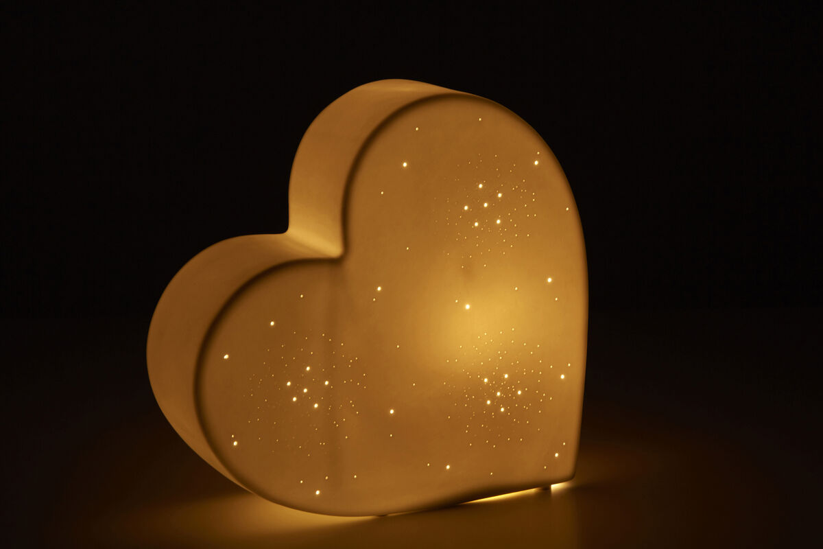 Orsina Ola Kids Heart Ceramic Night Light – Soothing Nursery Lamp