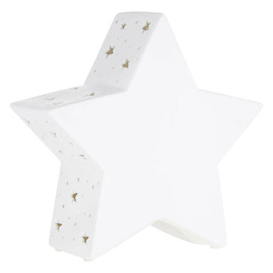 Orsina Star Ceramic Night Light – White Perforated Kids Nursery Lamp
