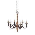 Orsina Paulette 6-Arm Chandelier | Distressed Wood and Metal Lighting