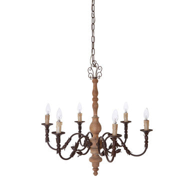 Orsina Paulette 6-Arm Chandelier | Distressed Wood and Metal Lighting
