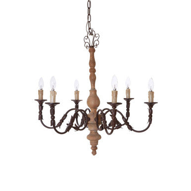Orsina Paulette 6-Arm Chandelier | Distressed Wood and Metal Lighting