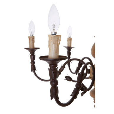 Orsina Paulette 6-Arm Chandelier | Distressed Wood and Metal Lighting