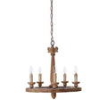 Orsina Paxton 5-Arm Chandelier – Aged Wood and Metal Rustic Light