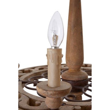 Orsina Paxton 5-Arm Chandelier – Aged Wood and Metal Rustic Light