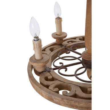 Orsina Paxton 5-Arm Chandelier – Aged Wood and Metal Rustic Light