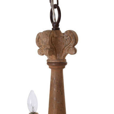 Orsina Paxton 5-Arm Chandelier – Aged Wood and Metal Rustic Light