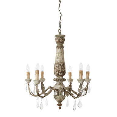 Orsina Pavatti 6-Arm Chandelier – Distressed Grey Rococo Metal