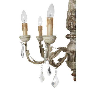 Orsina Pavatti 6-Arm Chandelier – Distressed Grey Rococo Metal