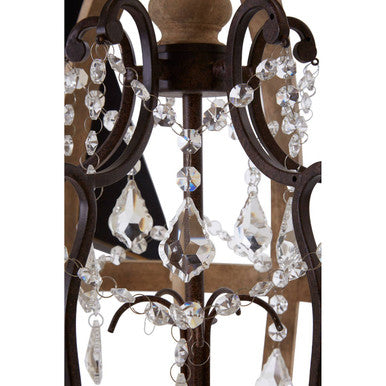 Orsina Pia 5-Arm Wood and Metal Cage Chandelier – Rustic Farmhouse