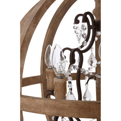 Orsina Pia 5-Arm Wood and Metal Cage Chandelier – Rustic Farmhouse