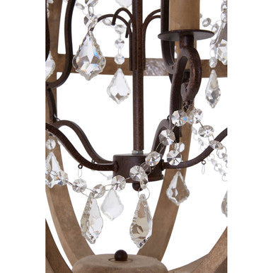 Orsina Pia 5-Arm Wood and Metal Cage Chandelier – Rustic Farmhouse