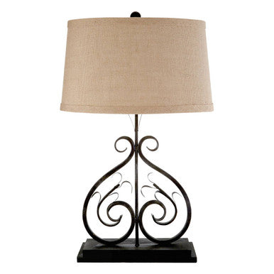 Orsina Portia Table Lamp – Sculptural Black Metal with Fabric Shade