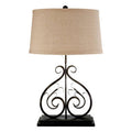 Orsina Portia Table Lamp – Sculptural Black Metal with Fabric Shade