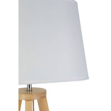 Orsina Brett Pine Wood Table Lamp – Modern Geometric Linen Shade