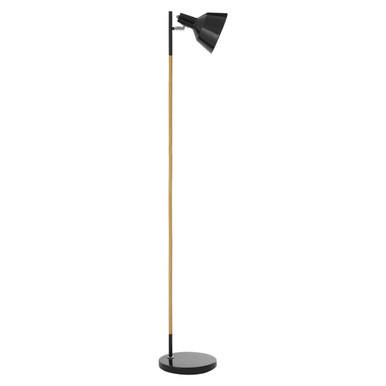Orsina Bryant Modern Floor Lamp – Adjustable Black Metal and Wood