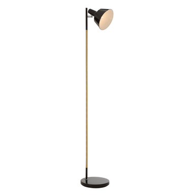 Orsina Bryant Modern Floor Lamp – Adjustable Black Metal and Wood