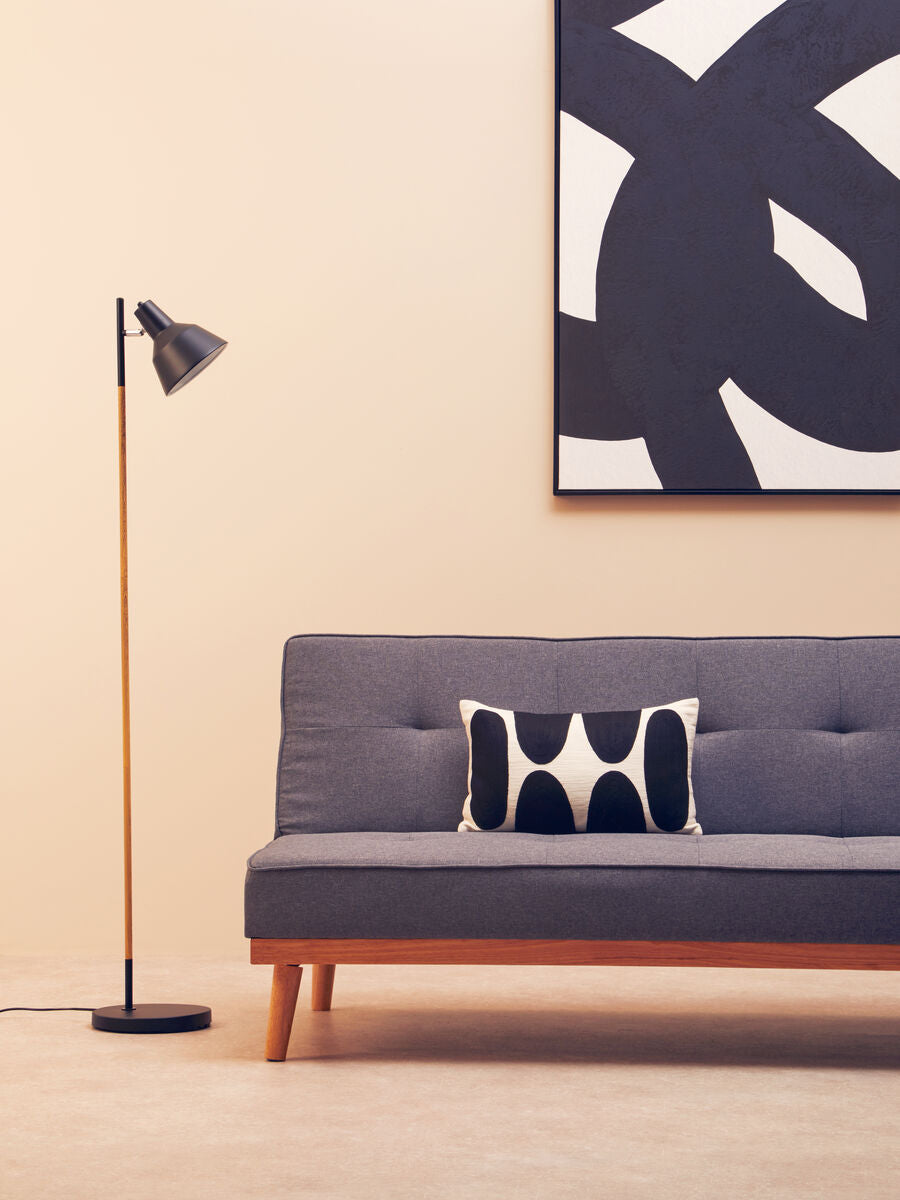 Orsina Bryant Modern Floor Lamp – Adjustable Black Metal and Wood