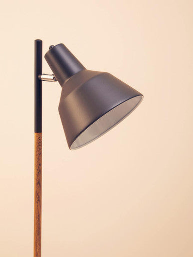 Orsina Bryant Modern Floor Lamp – Adjustable Black Metal and Wood