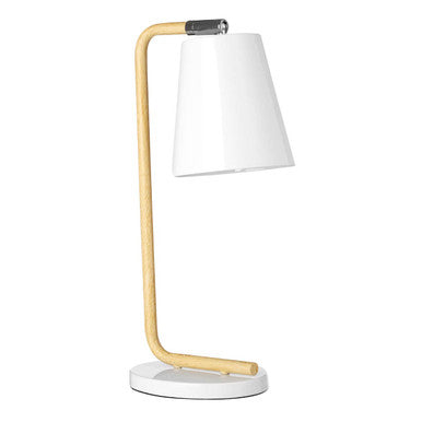 Orsina Bruin White Table Lamp – Adjustable Wood and Metal Desk Light