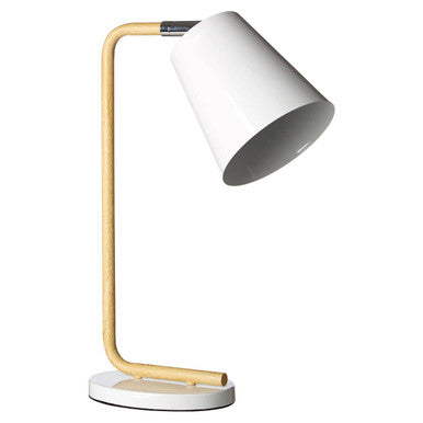 Orsina Bruin White Table Lamp – Adjustable Wood and Metal Desk Light