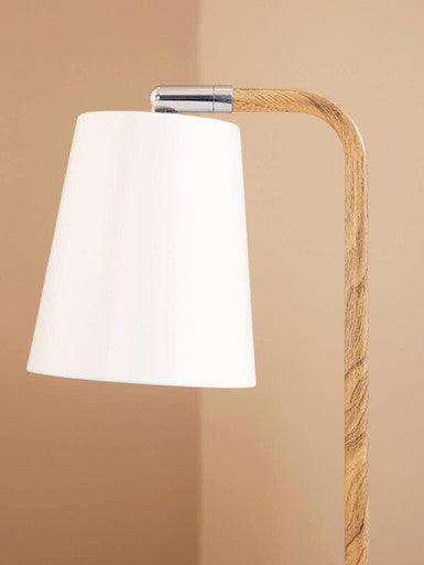 Orsina Bruin White Table Lamp – Adjustable Wood and Metal Desk Light