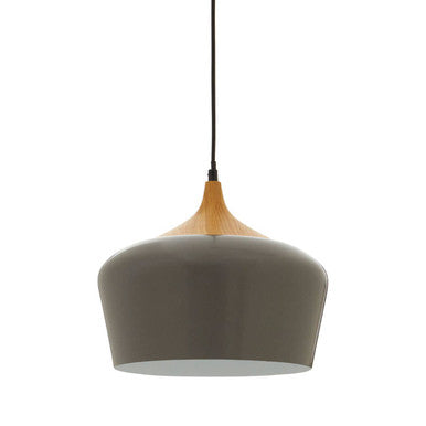 Orsina Blayne Grey Pendant Light – Modern Wood and Metal Ceiling Lamp