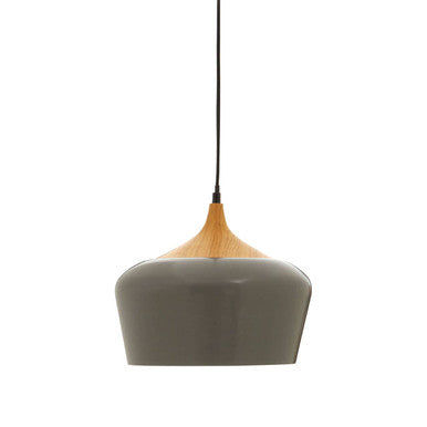 Orsina Blayne Grey Pendant Light – Modern Wood and Metal Ceiling Lamp