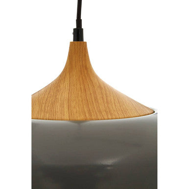 Orsina Blayne Grey Pendant Light – Modern Wood and Metal Ceiling Lamp