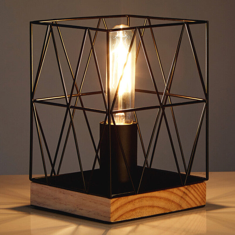 Orsina Bode Black Metal Table Lamp – Industrial Geometric Desk Light