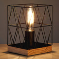 Orsina Bode Black Metal Table Lamp – Industrial Geometric Desk Light