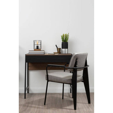Orsina Bode Black Metal Table Lamp – Industrial Geometric Desk Light