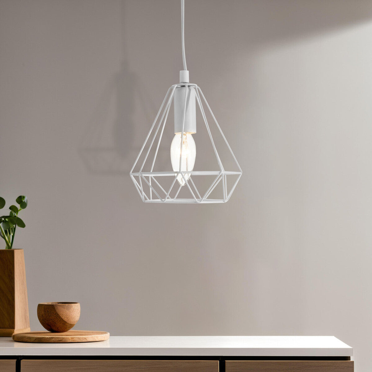 Orsina Beli White Metal Wire Pendant Light – Modern Geometric Lighting