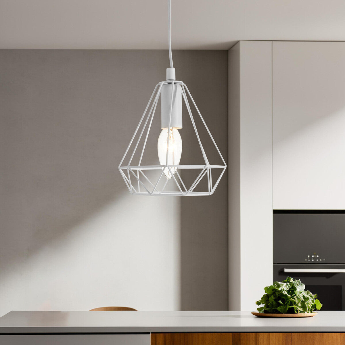 Orsina Beli White Metal Wire Pendant Light – Modern Geometric Lighting