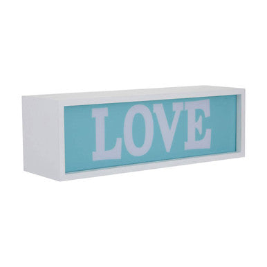 Orsina Love LED Light Box – White and Blue Ambient Wall Decor