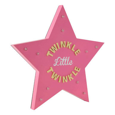 Orsina LED Star Light Box – Pink Nursery Nightlight with Gold Script