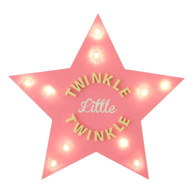 Orsina LED Star Light Box – Pink Nursery Nightlight with Gold Script