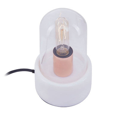 Orsina Lamonte Bell Table Lamp | White Marble Base & Glass Cloche